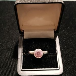 835 Silver Ring with Round Pink Sapphire